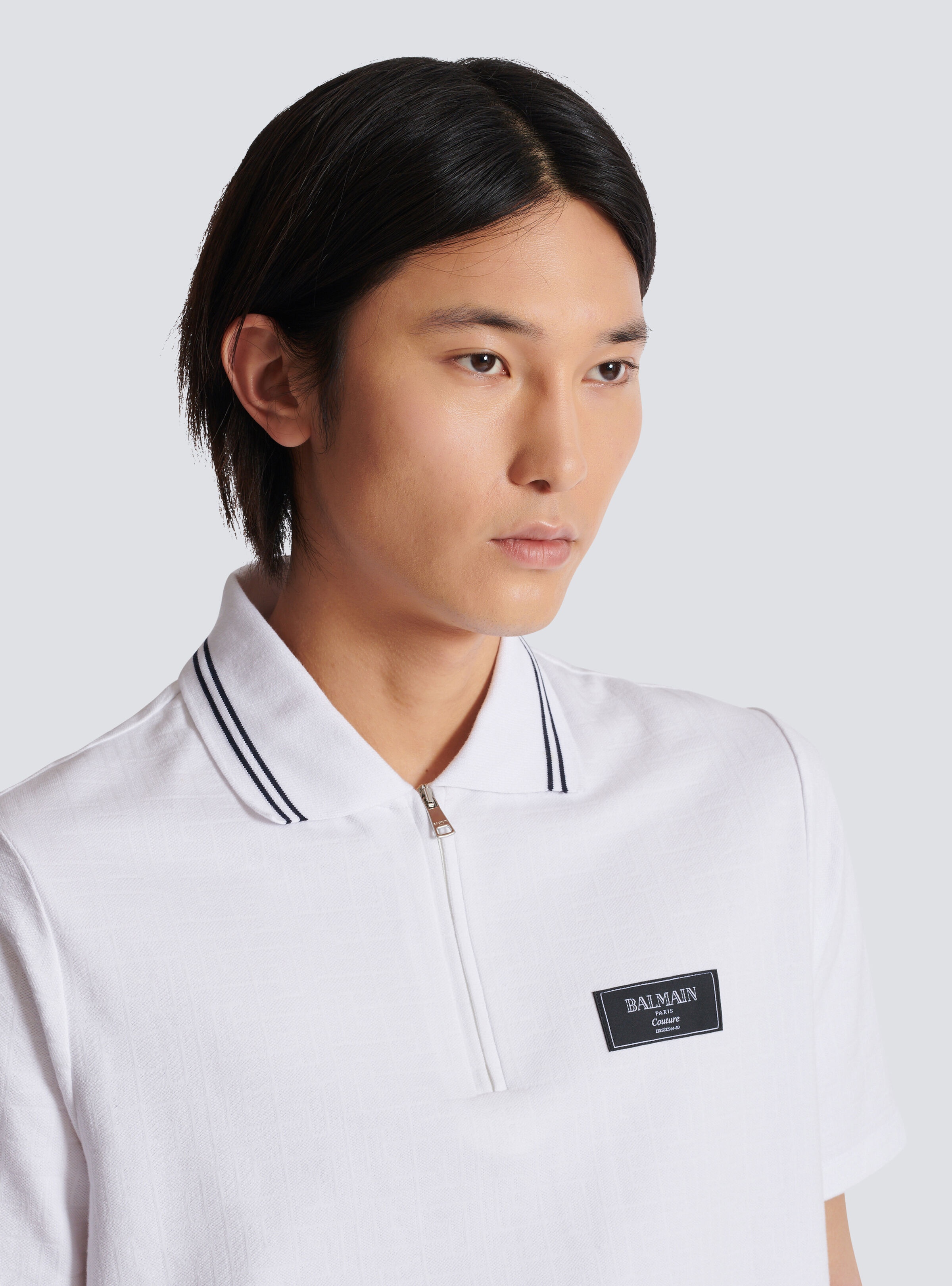 Monogrammed polo shirt with Balmain Couture label - 7
