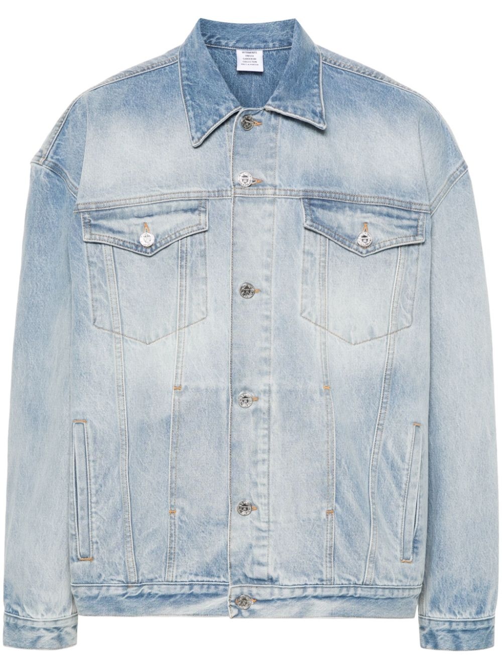 embossed-logo denim jacket - 1