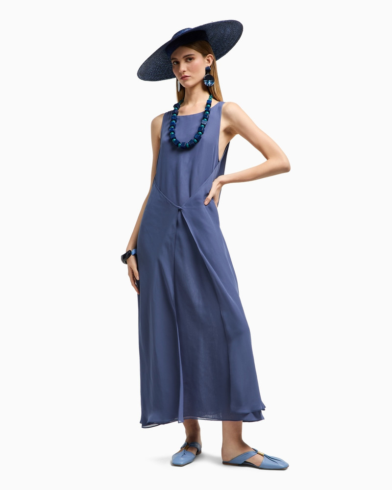 EMPORIO ARMANI TECHNICAL GEORGETTE LONG DRESS WITH FRONT PANEL outlook