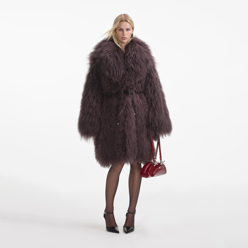 Dark Brown Shearling Coat 1