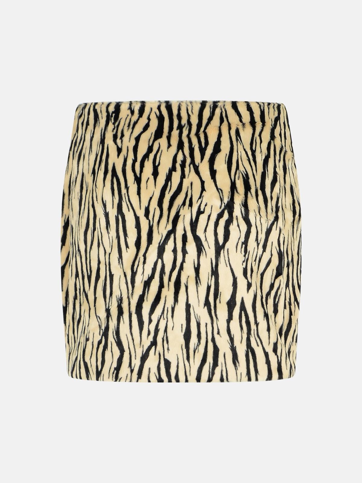 PRINTED FAUX FUR SKIRT - 3