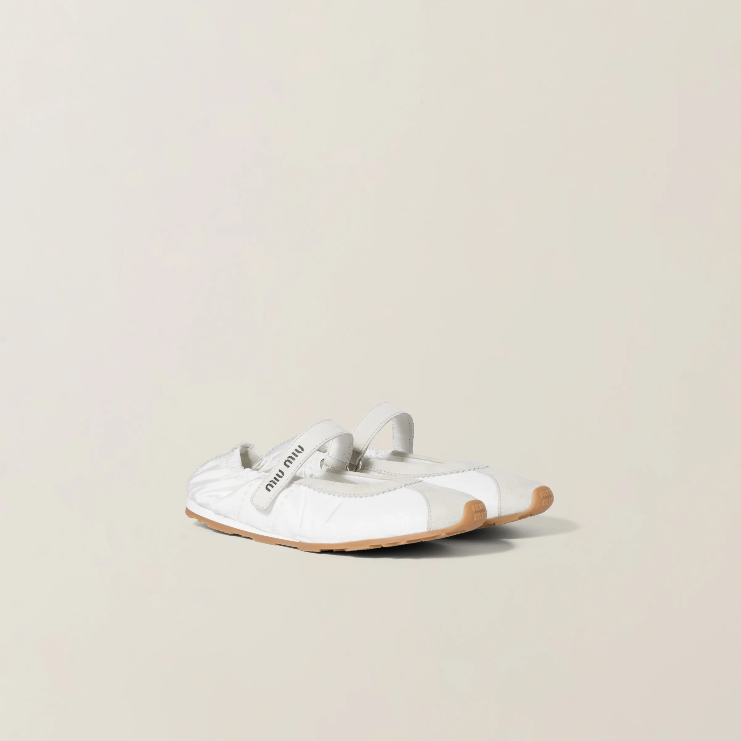 Plume technical fabric and suede ballerinas - 1