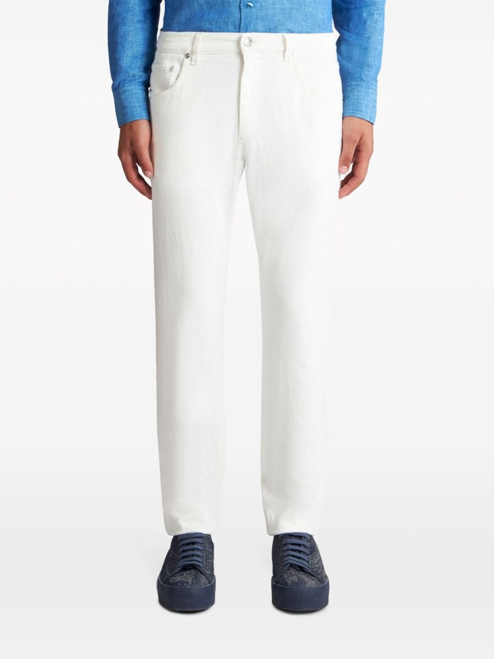 patterned-jacquard straight-leg jeans - 3