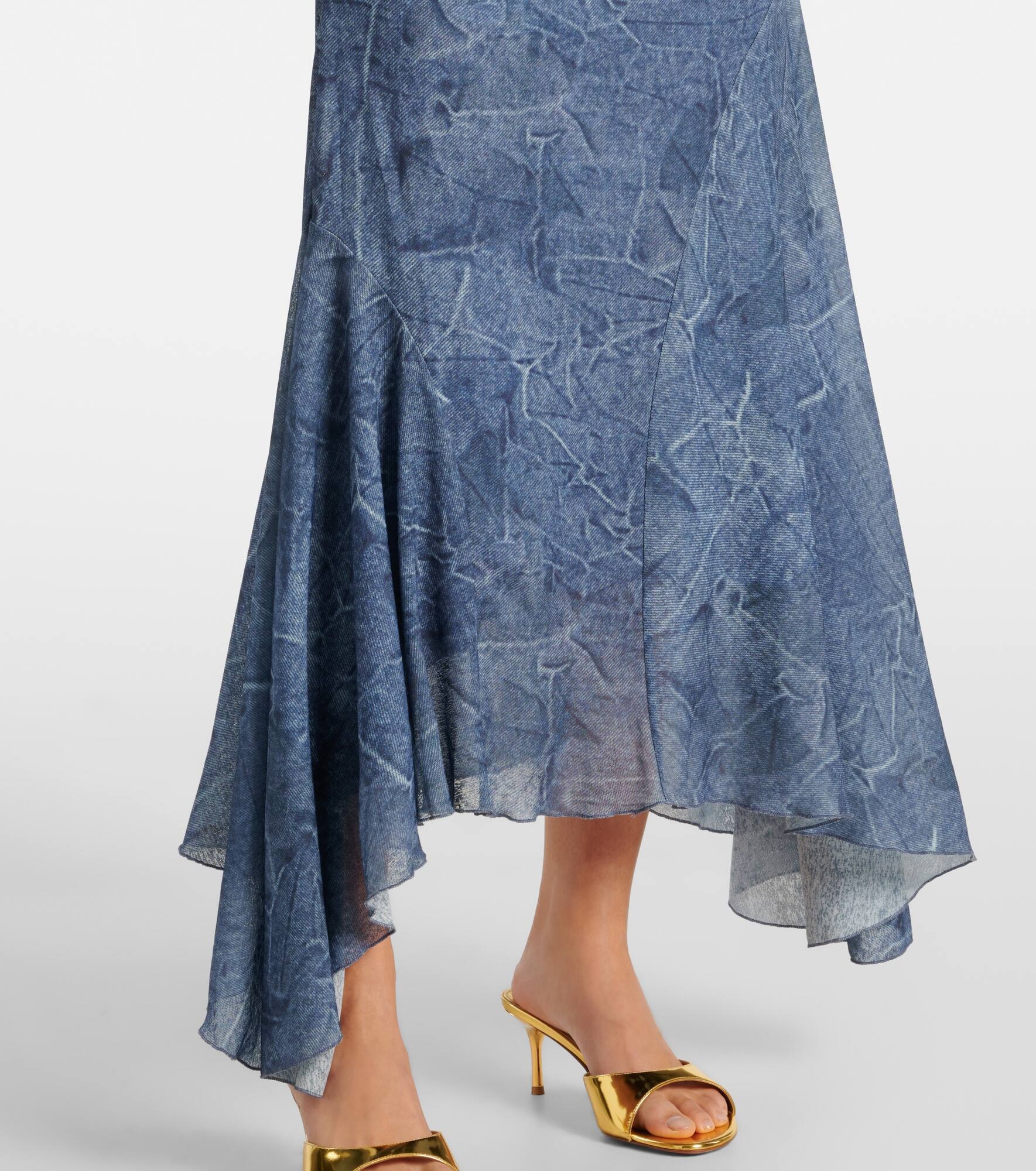 Printed ruched mesh maxi dress - 5