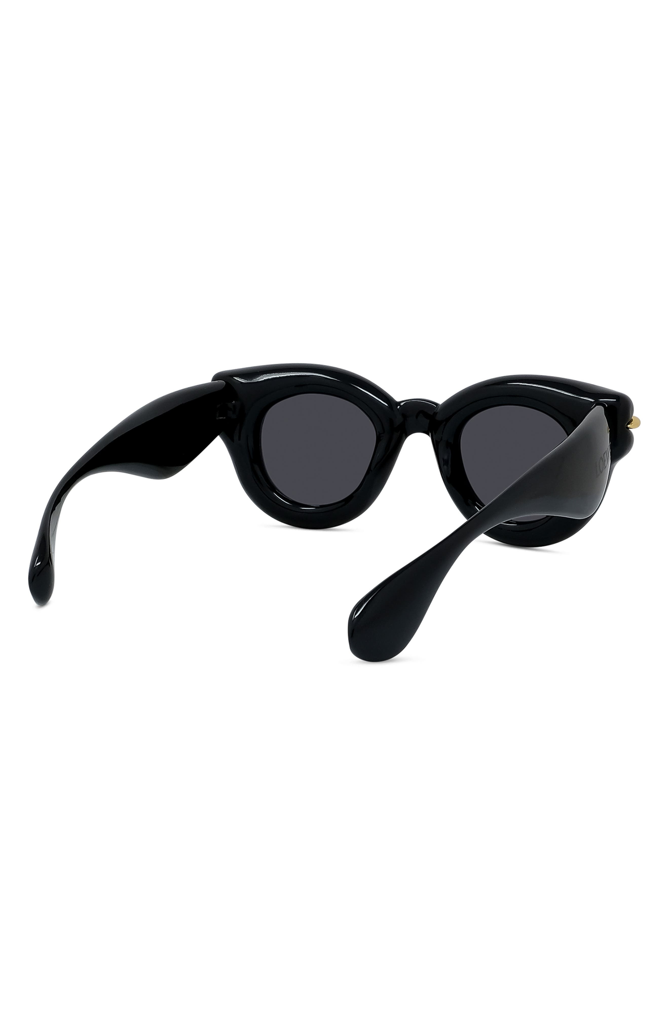 Loewe Inflated Pantos 46mm Round Sunglasses in Shiny Black /Smoke at Nordstrom - 7