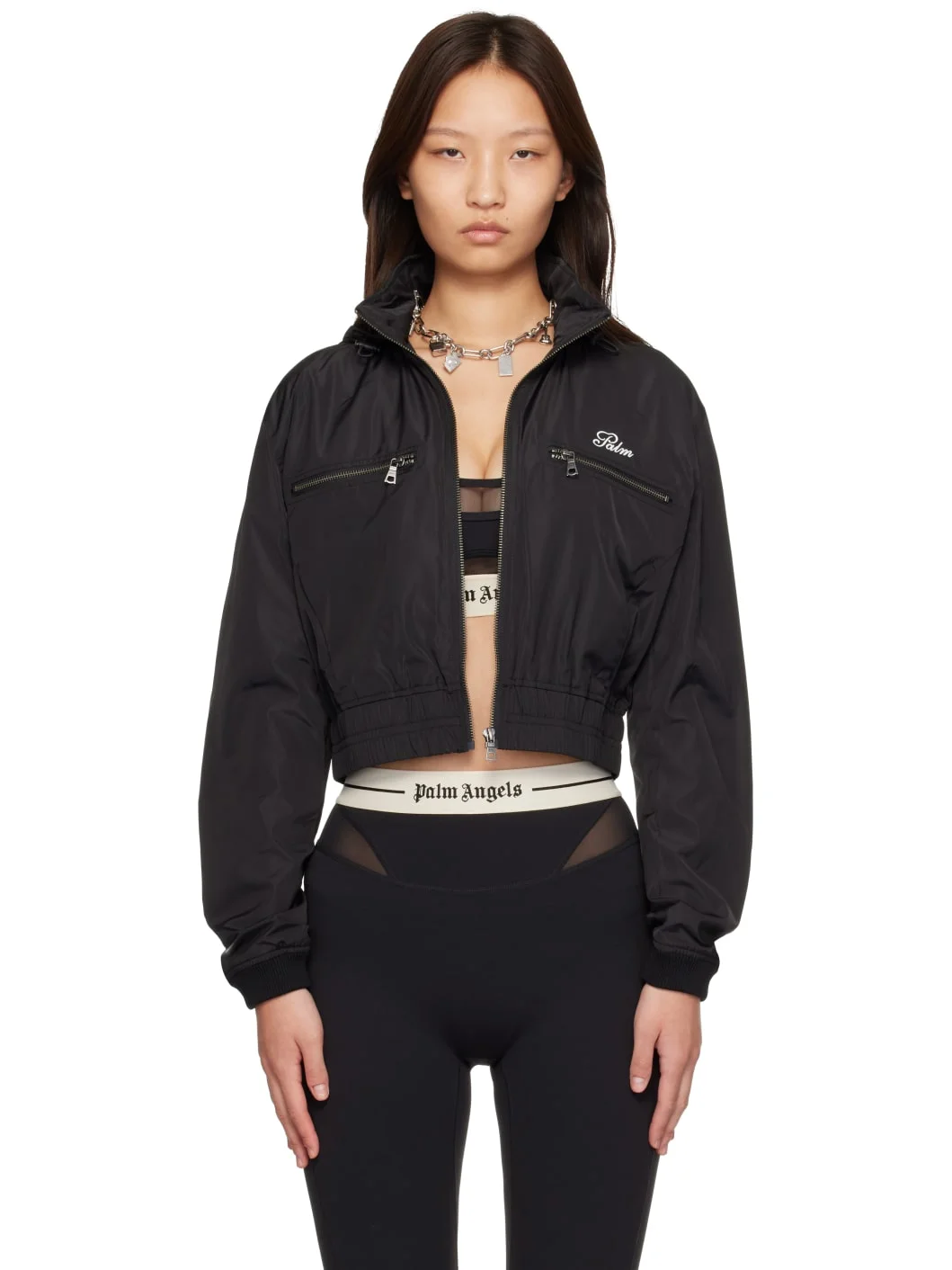 Black 'Palm' Sway Windbreaker Jacket - 1