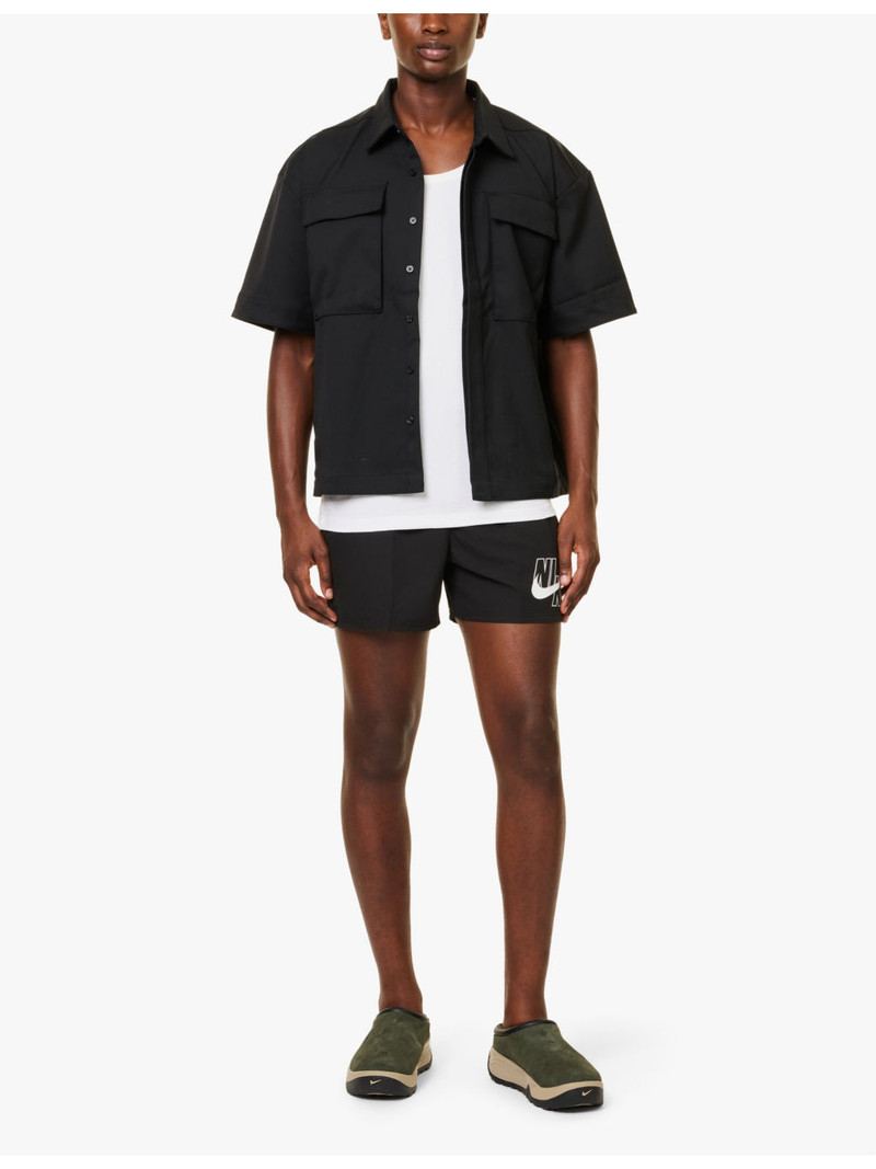 Nike "Logo Slide 5"" Volley drawstring waistband straight leg regular-fit swim shorts" outlook