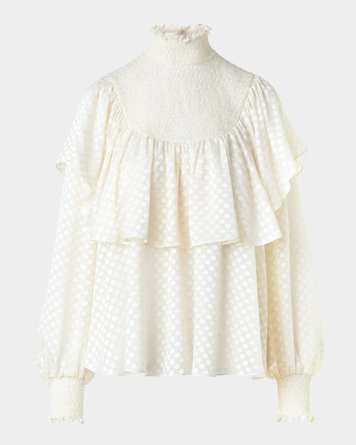 Diamond Dot Devore Flounce Blouse - 1