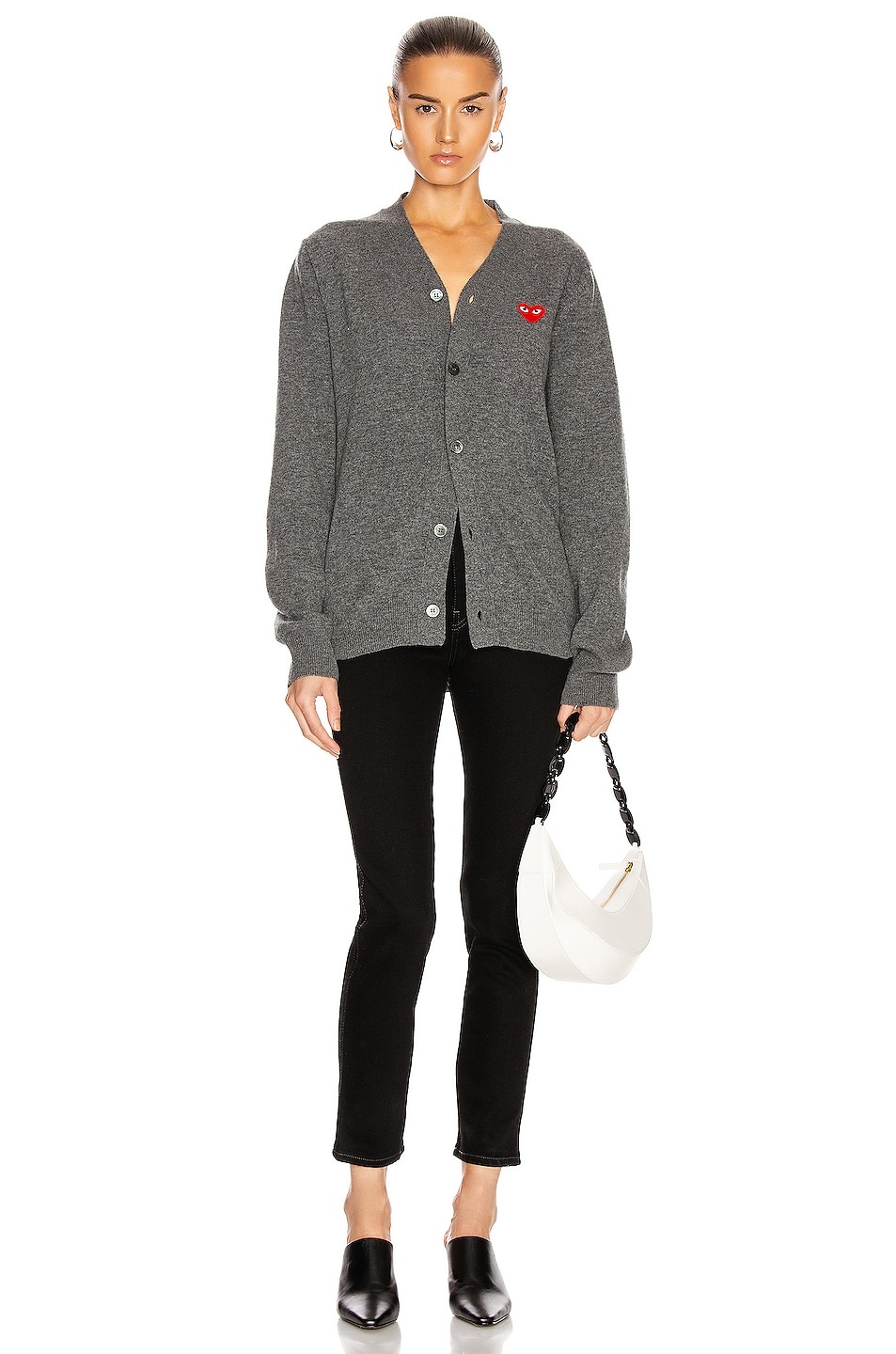 Lambswool Cardigan with Red Emblem - 5