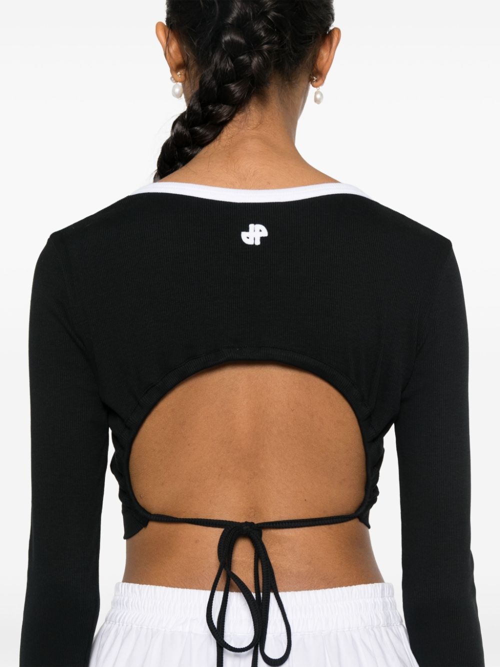 logo-appliquÃ© ribbed crop top - 5