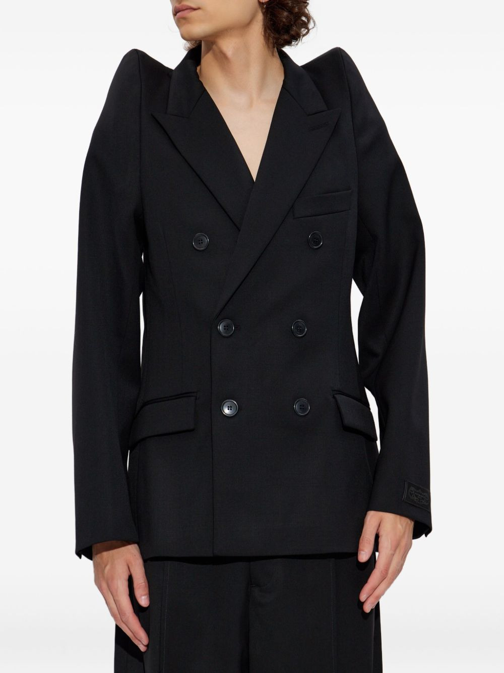 padded-shoulder double-breasted jacket - 4