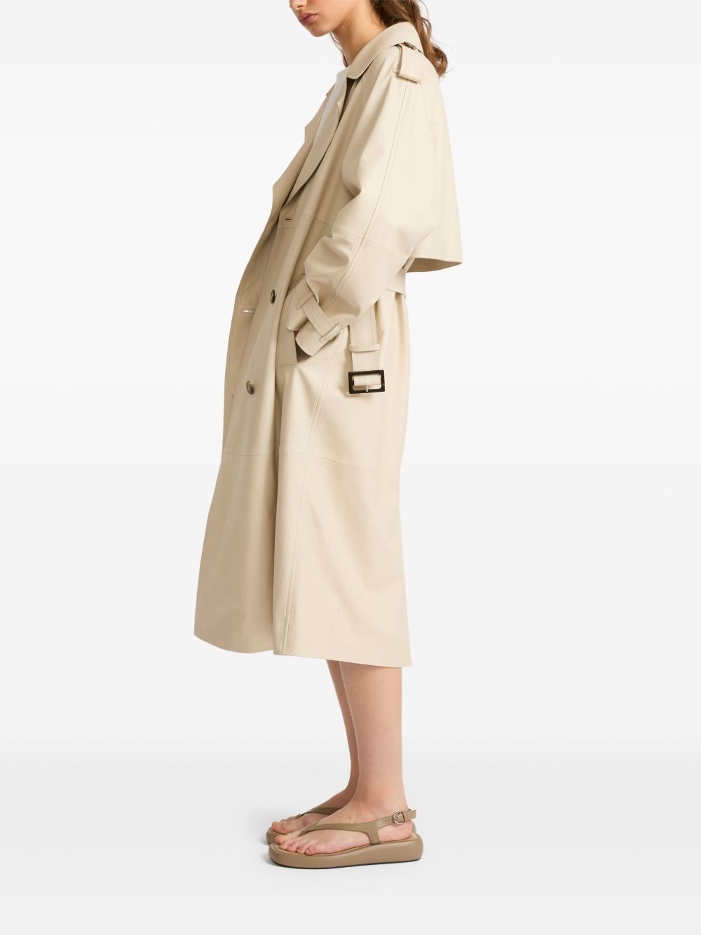 lambskin trench coat - 6