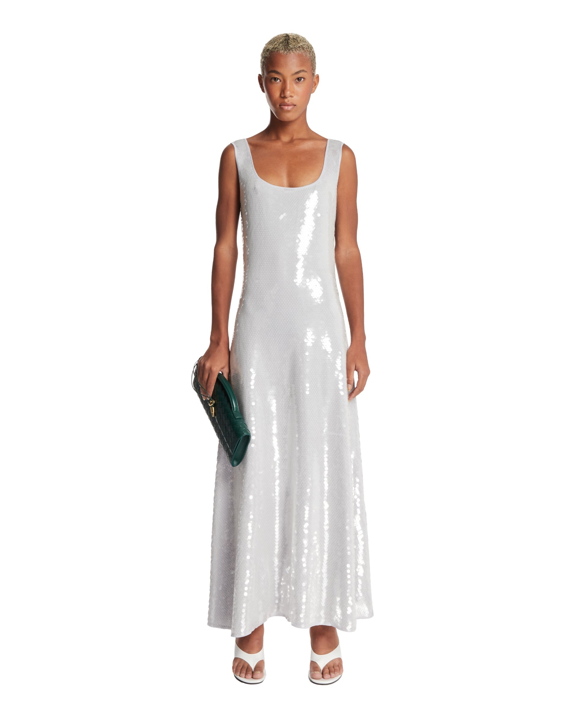 Light Gray Viscose Sequin Dress - 2