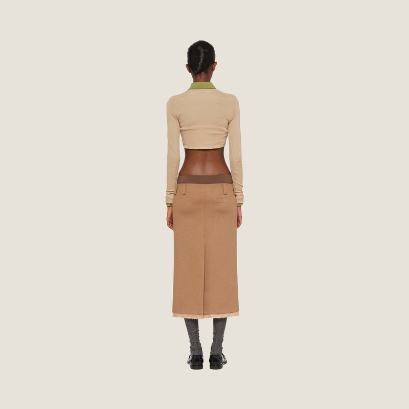 Miu Miu Camel-hair pencil skirt outlook