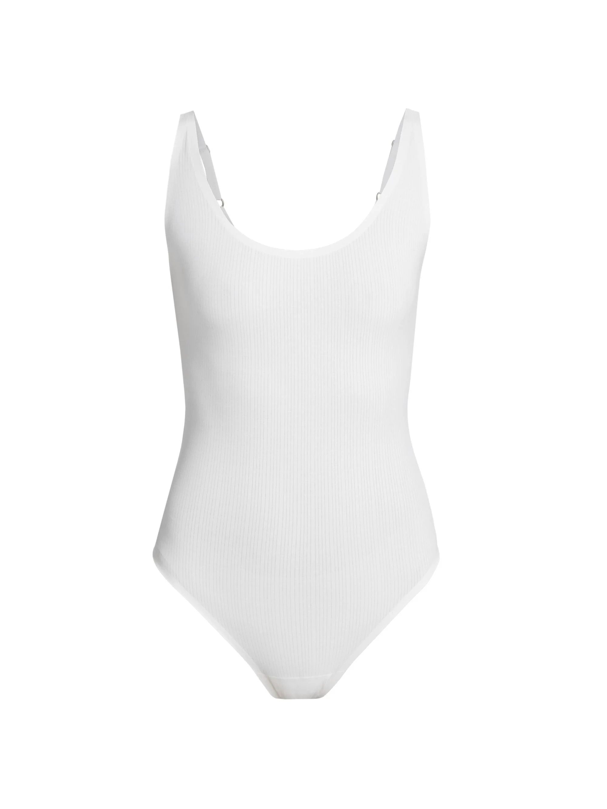 Women's Rib-Knit Scoopneck Bodysuit - Pearl - 1