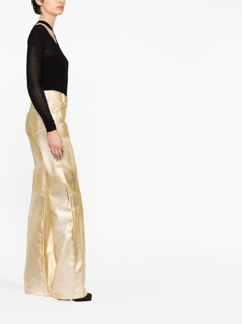 metallic-effect straight leg jeans - 5