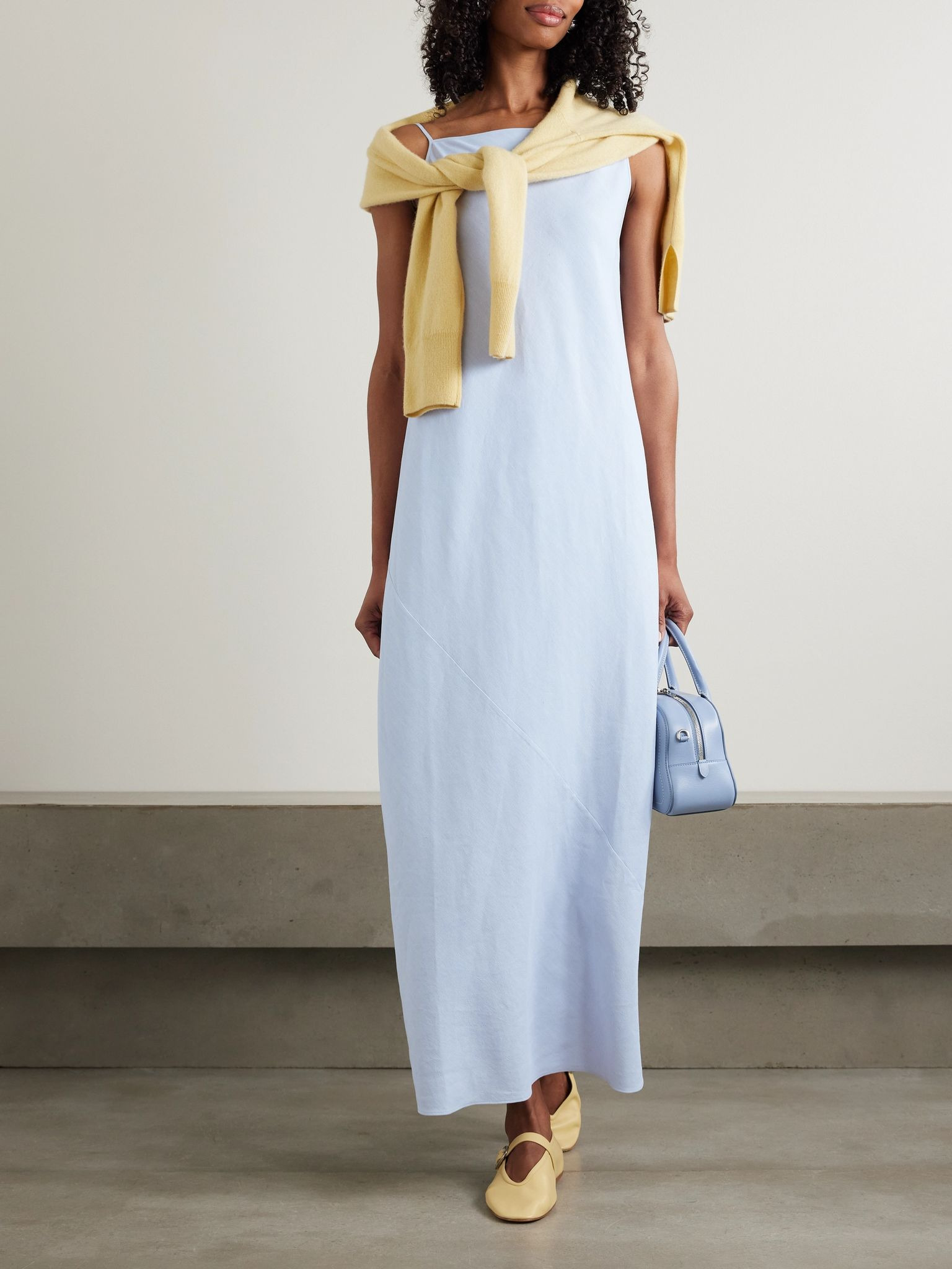 Hemp-blend maxi dress Light blue - 2