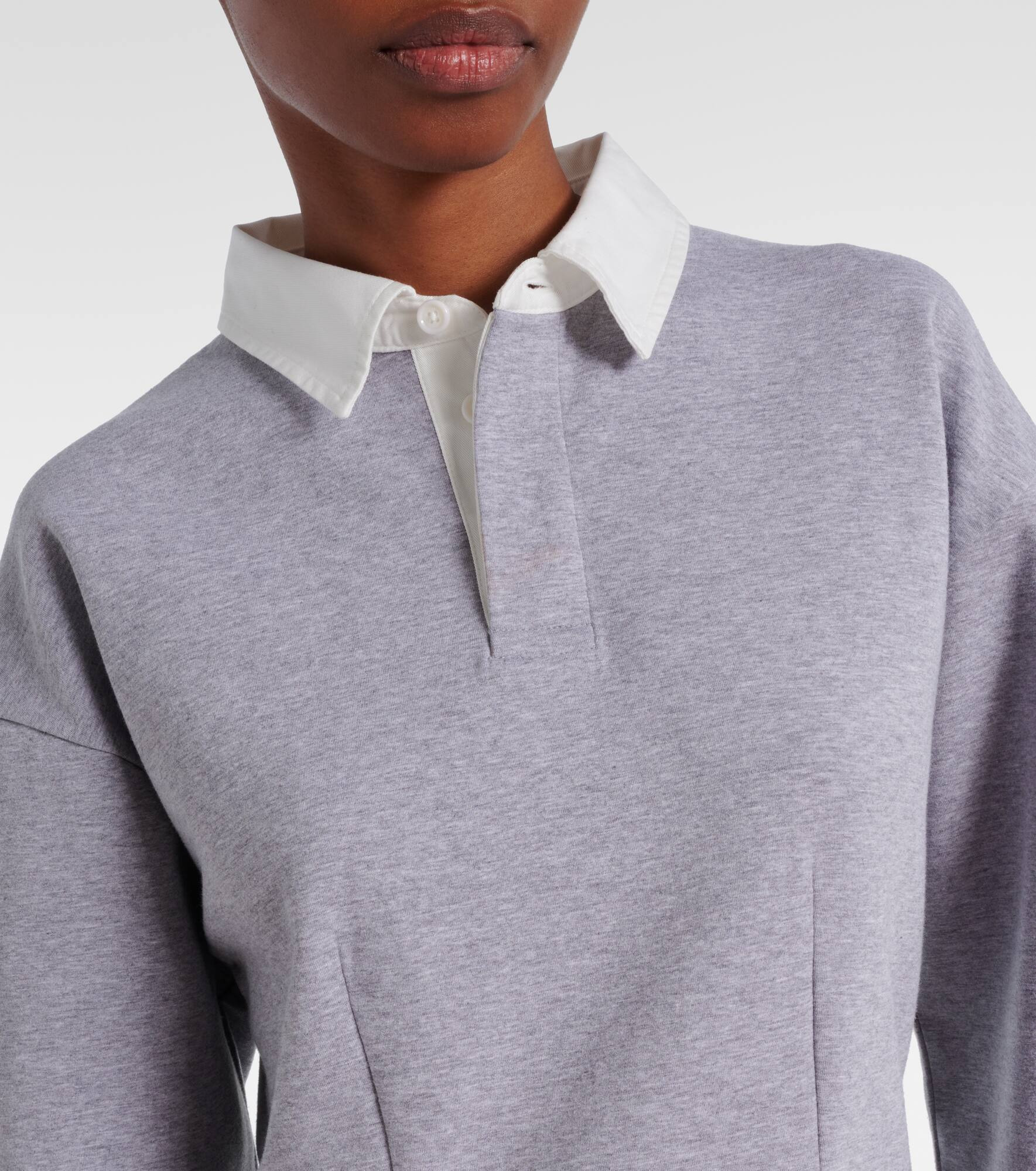 Cotton-blend jersey polo dress - 4