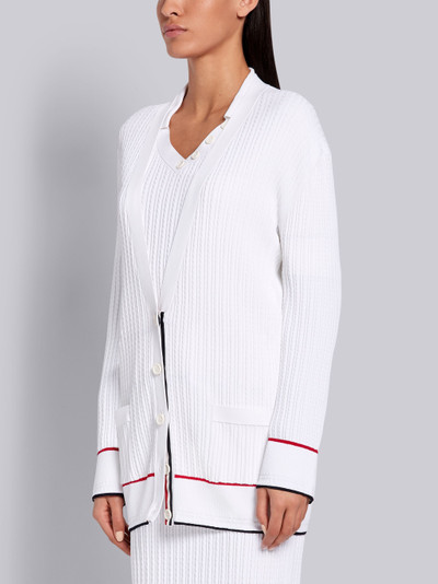 Thom Browne White Viscose Elite Baby Cable Low V-Neck Cardigan outlook