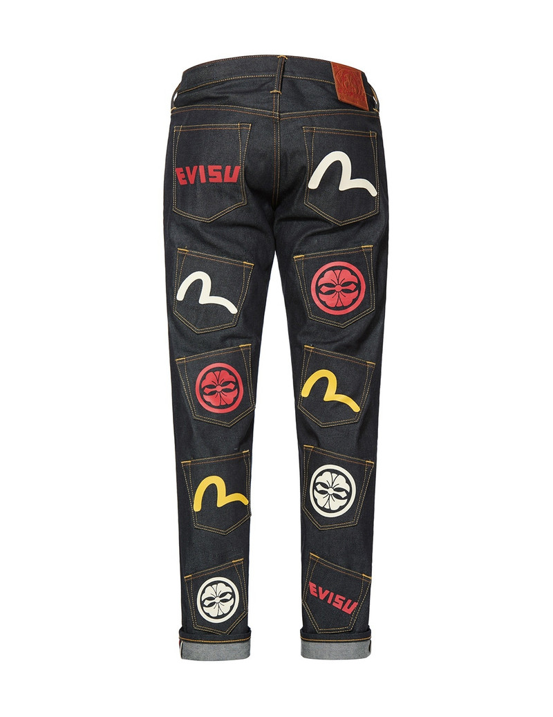EVISU MULTI POCKET SLIM STRAIGHT FIT JEANS #2010 outlook