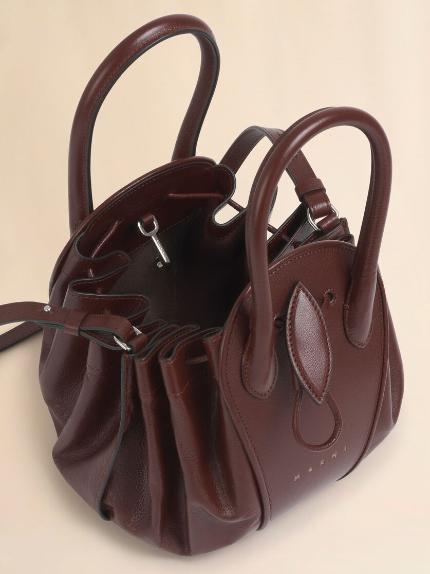 BROWN LEATHER TULIPEA SMALL HANDBAG - 4