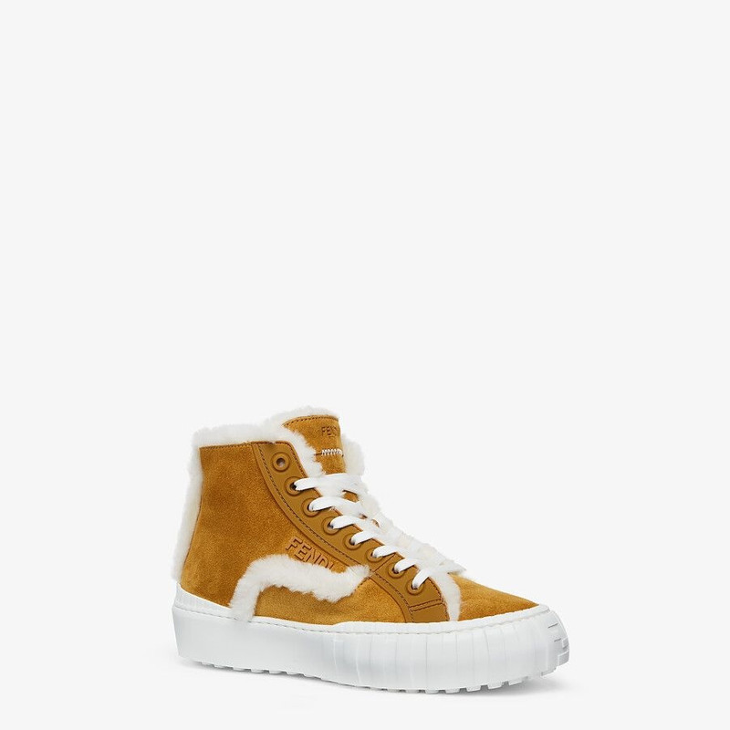 FENDI Yellow suede high-tops outlook