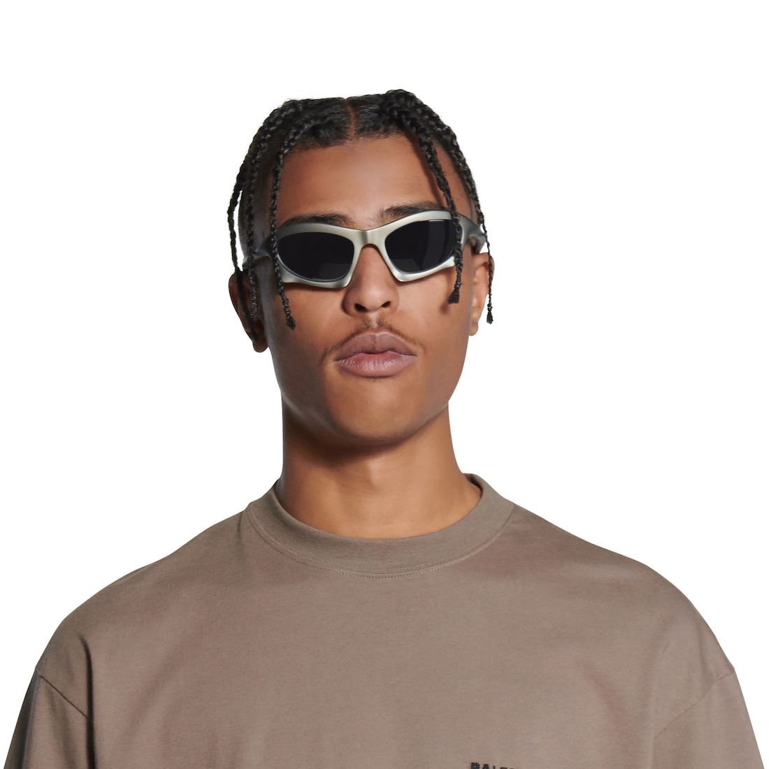 BALENCIAGA Bat Rectangle Sunglasses in Silver | REVERSIBLE