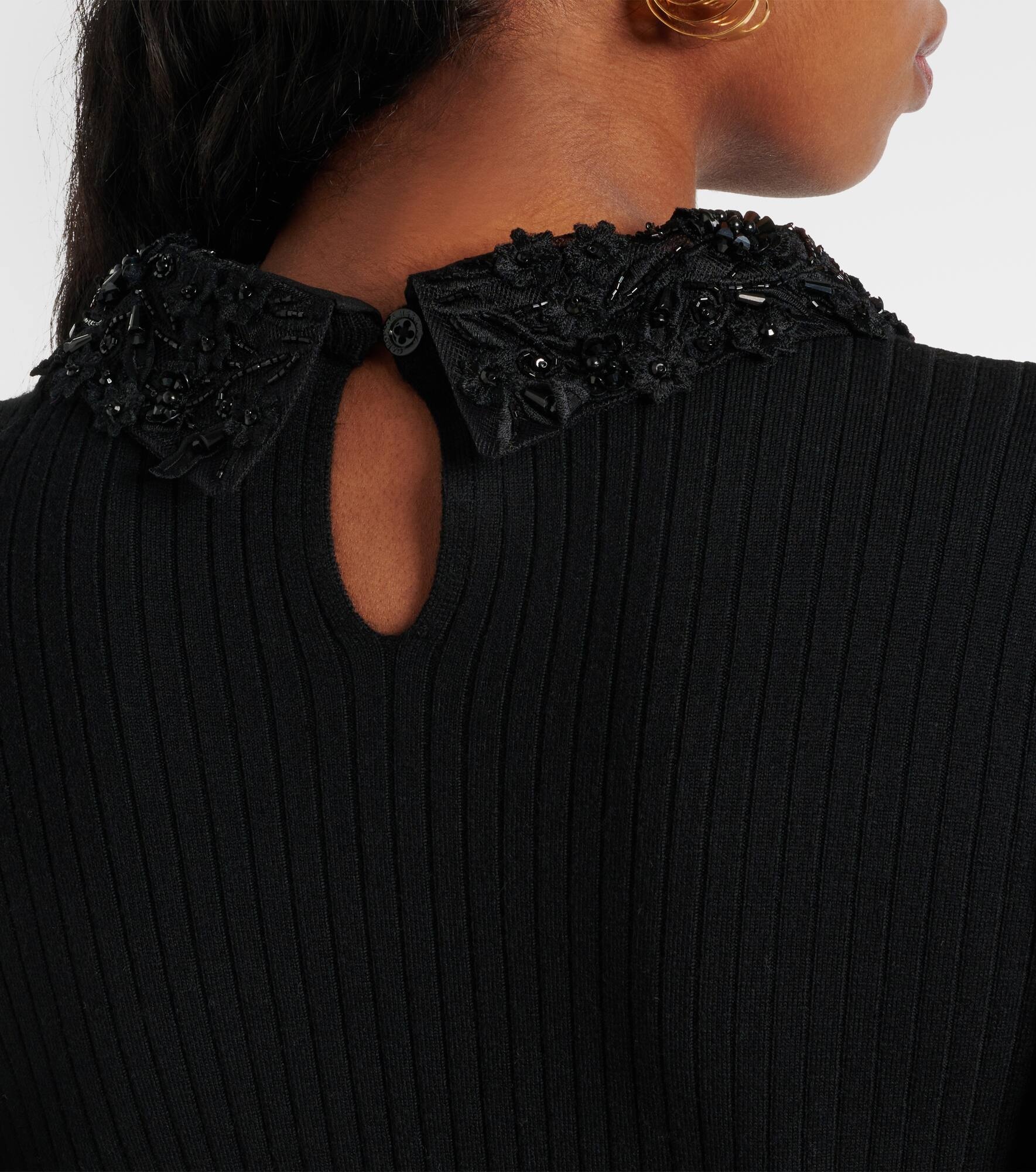 Embellished ribbed-knit wool top - 5