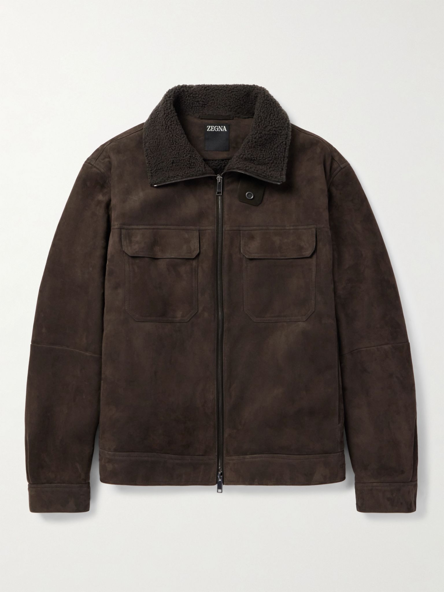 Shearling Trucker Jacket Brown - 1