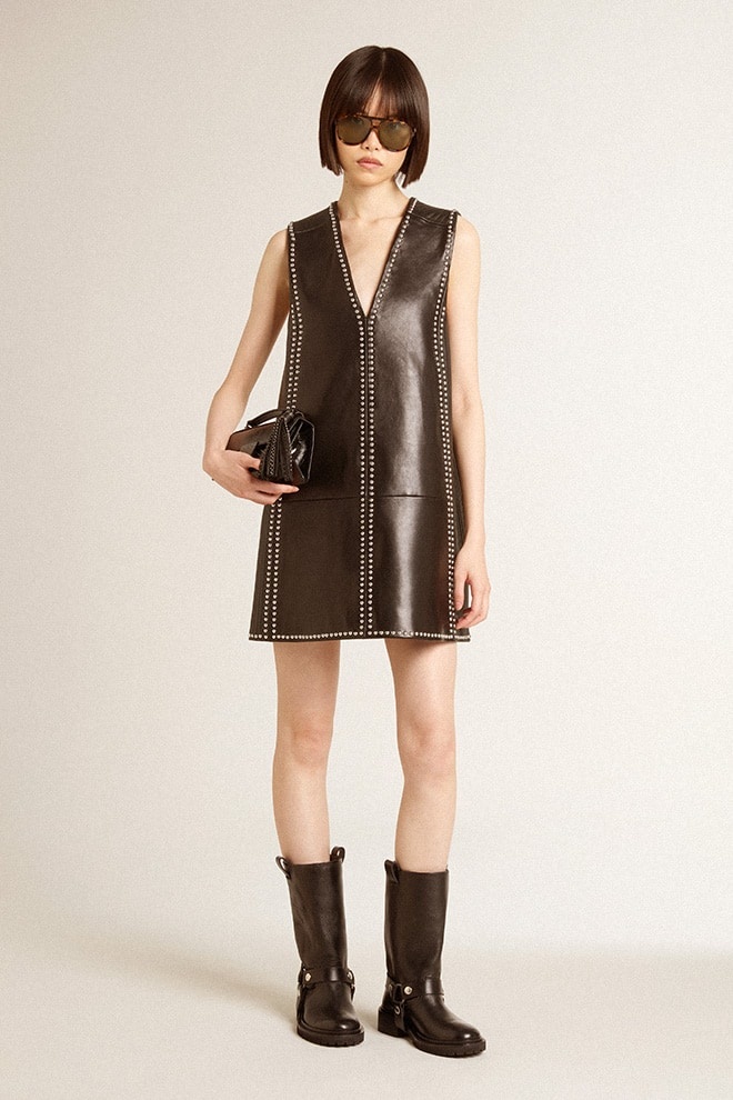 Small Venezia Bag in black metallic leather with black details - 3