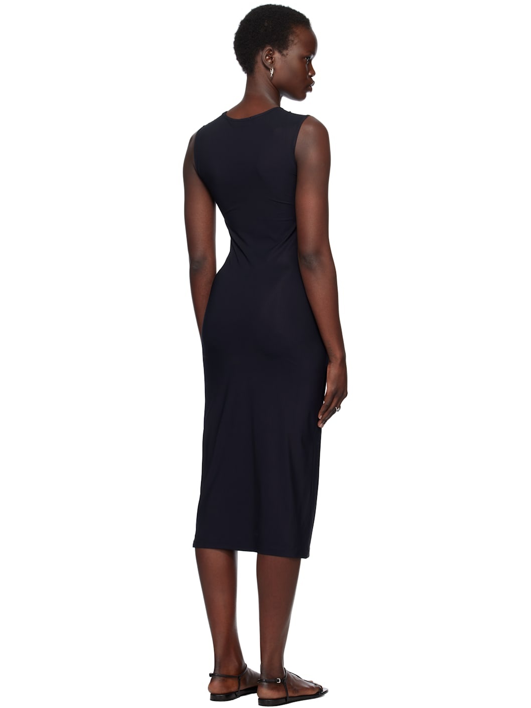 Black Crew Neck Slip Dress - 3