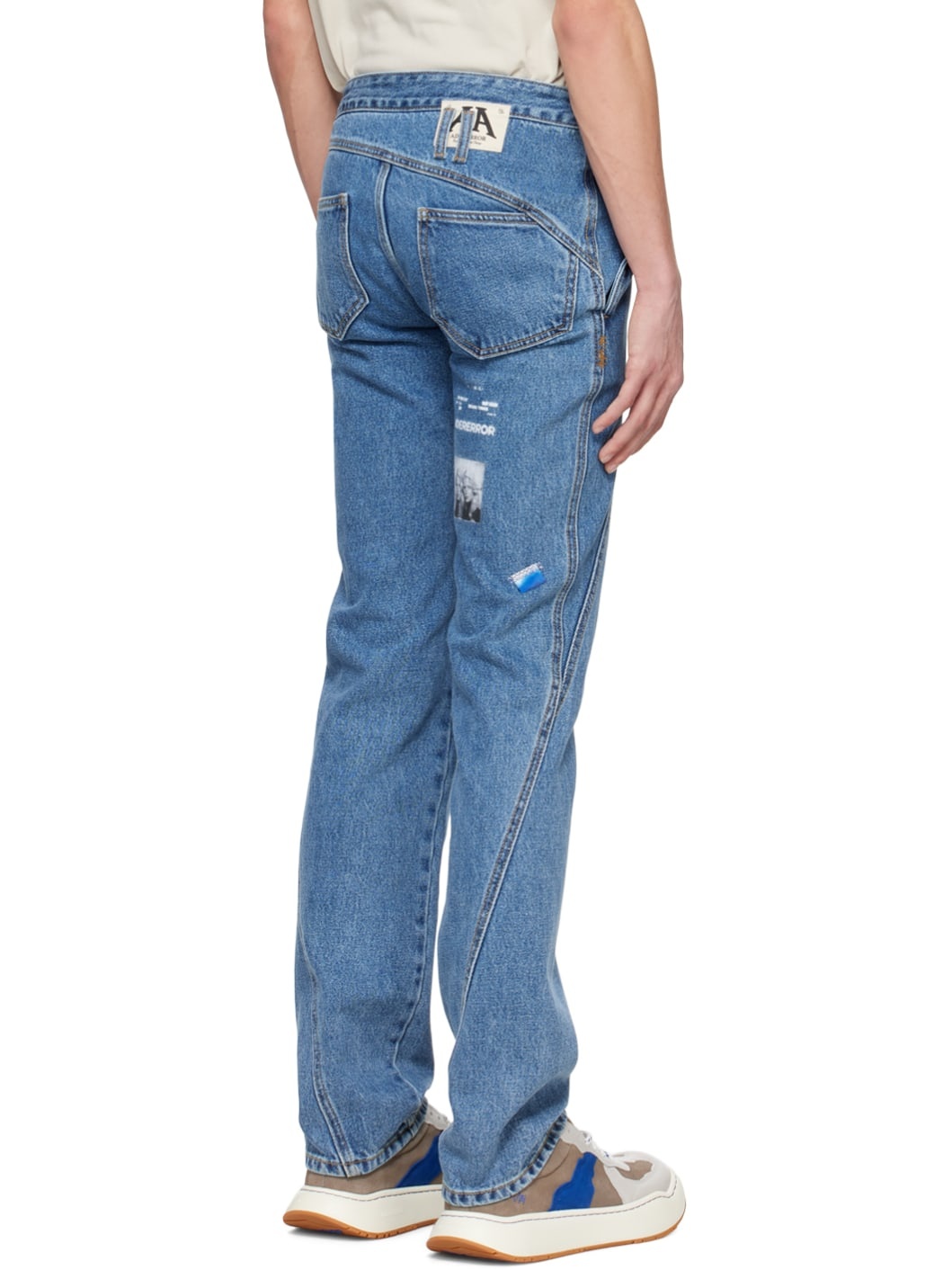 Blue Paneled Jeans - 3