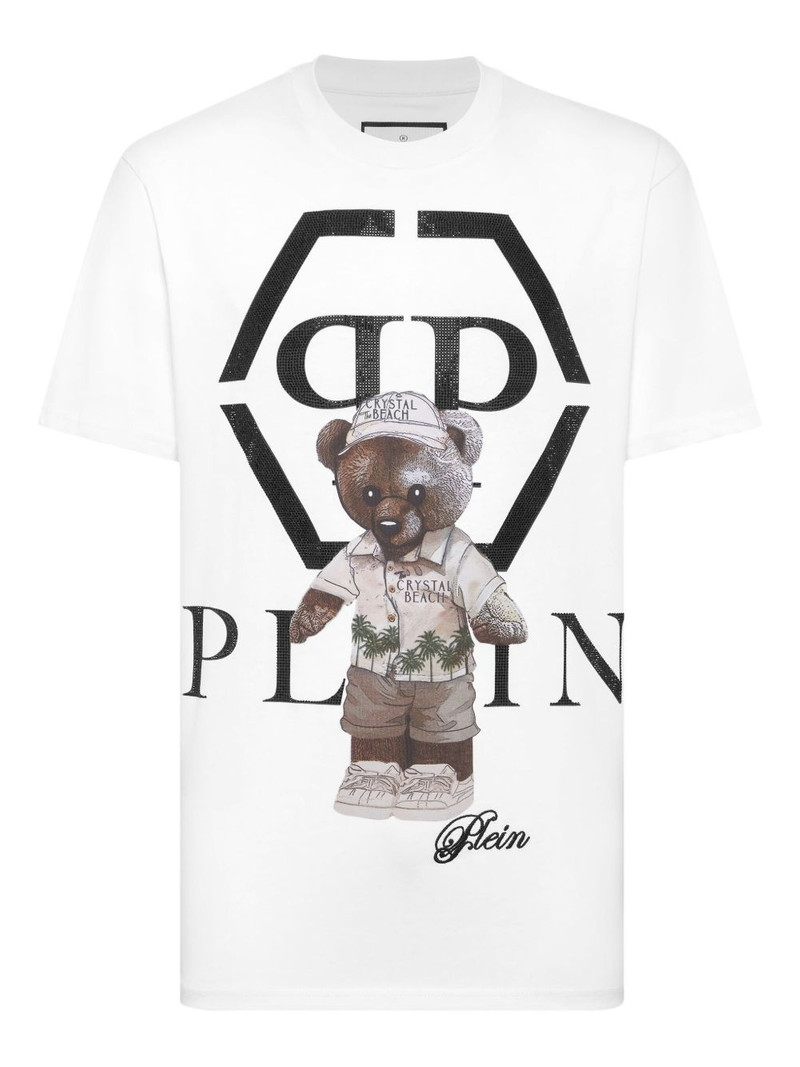 crystal-embellished teddy-bear T-shirt 1