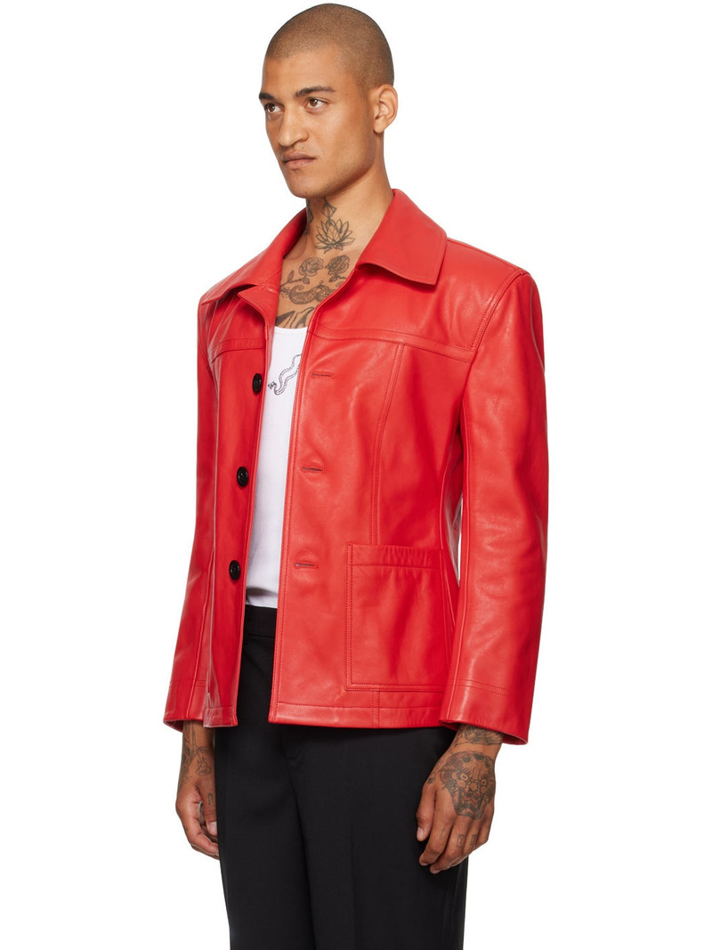 LU'U DAN Red Slim-Fit Creep Leather Jacket outlook