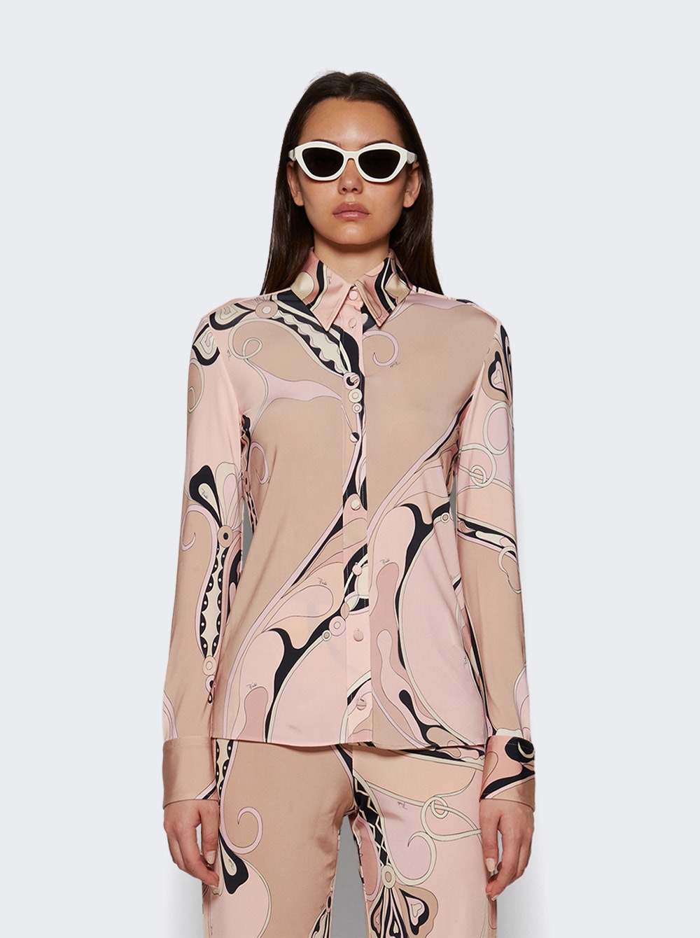 Orchidee Fitted Button Down Shirt Nude - 2
