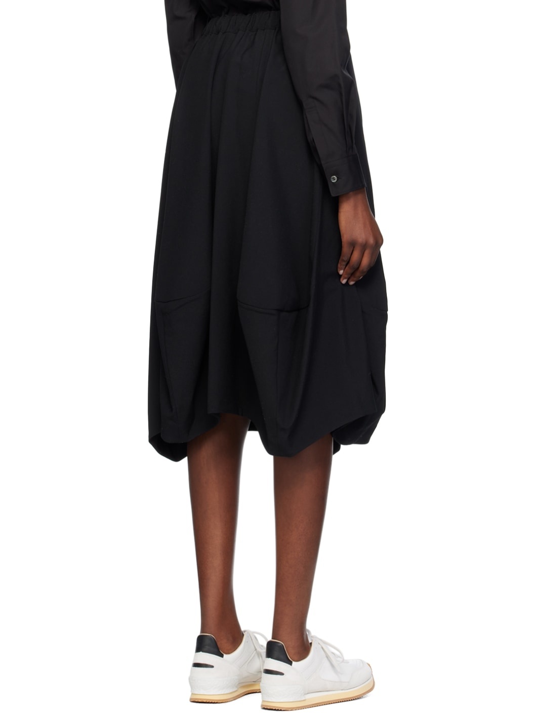 Black Paneled Midi Skirt - 3