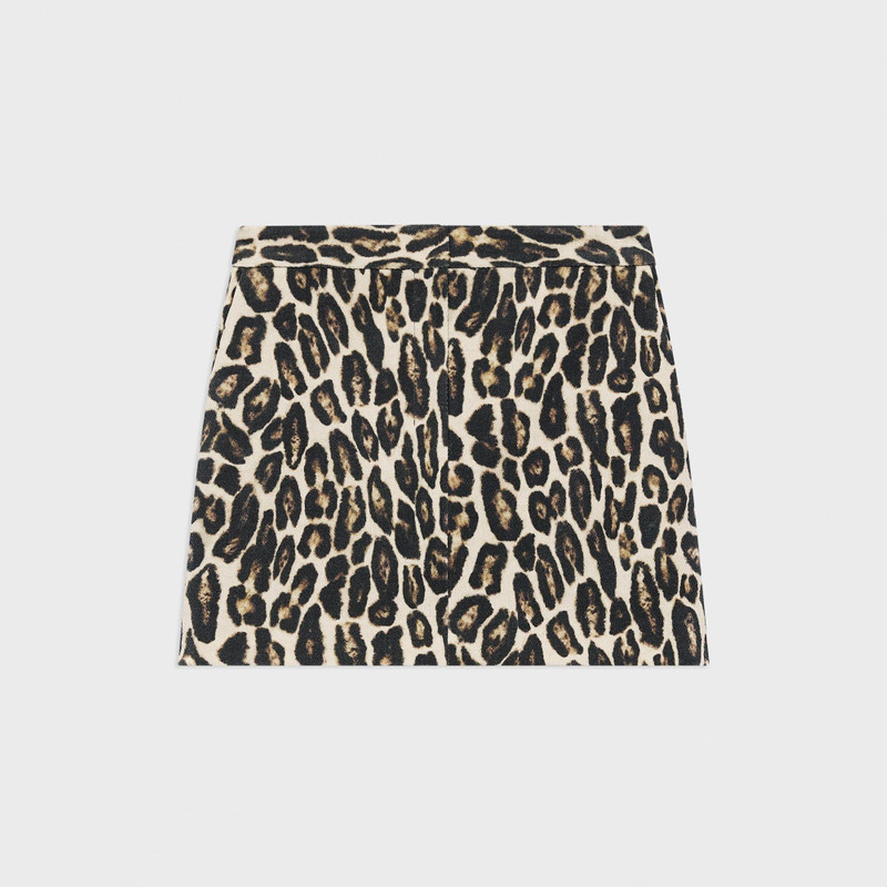 Mini Trouser Skirt in Stretch Leopard Wool 1