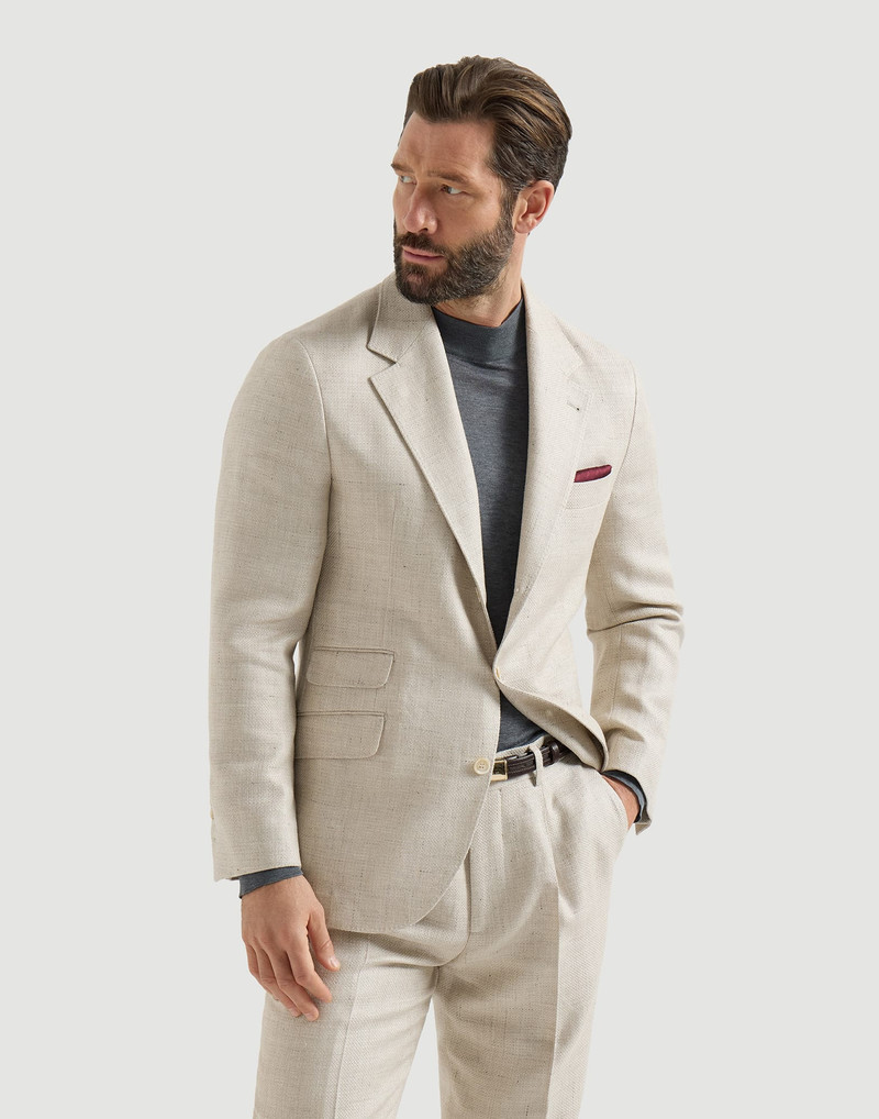 Silk, linen and wool hopsack deconstructed Cavallo blazer 2