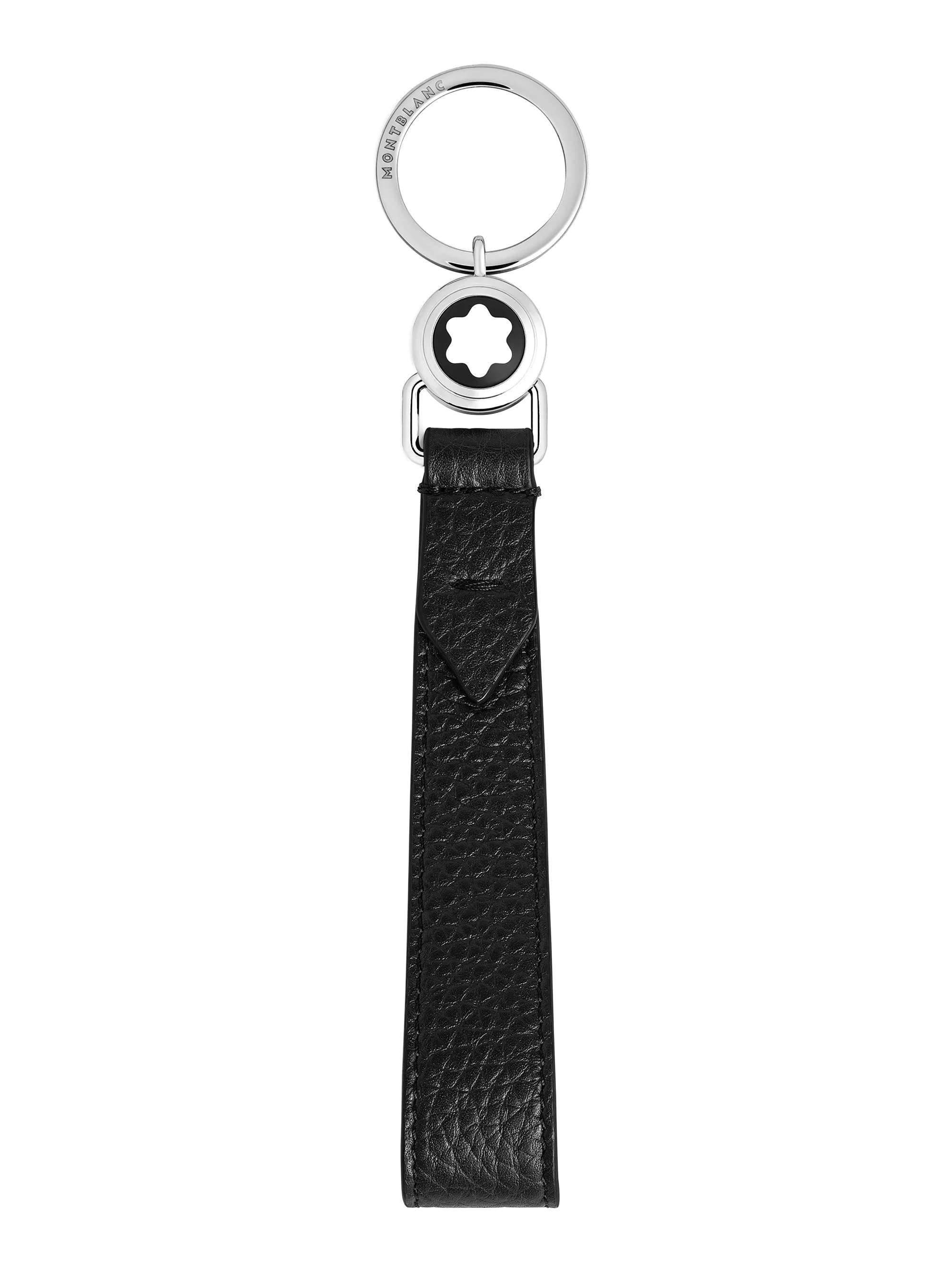 Men's Grain Leather Loop Key Holder - Black - 1