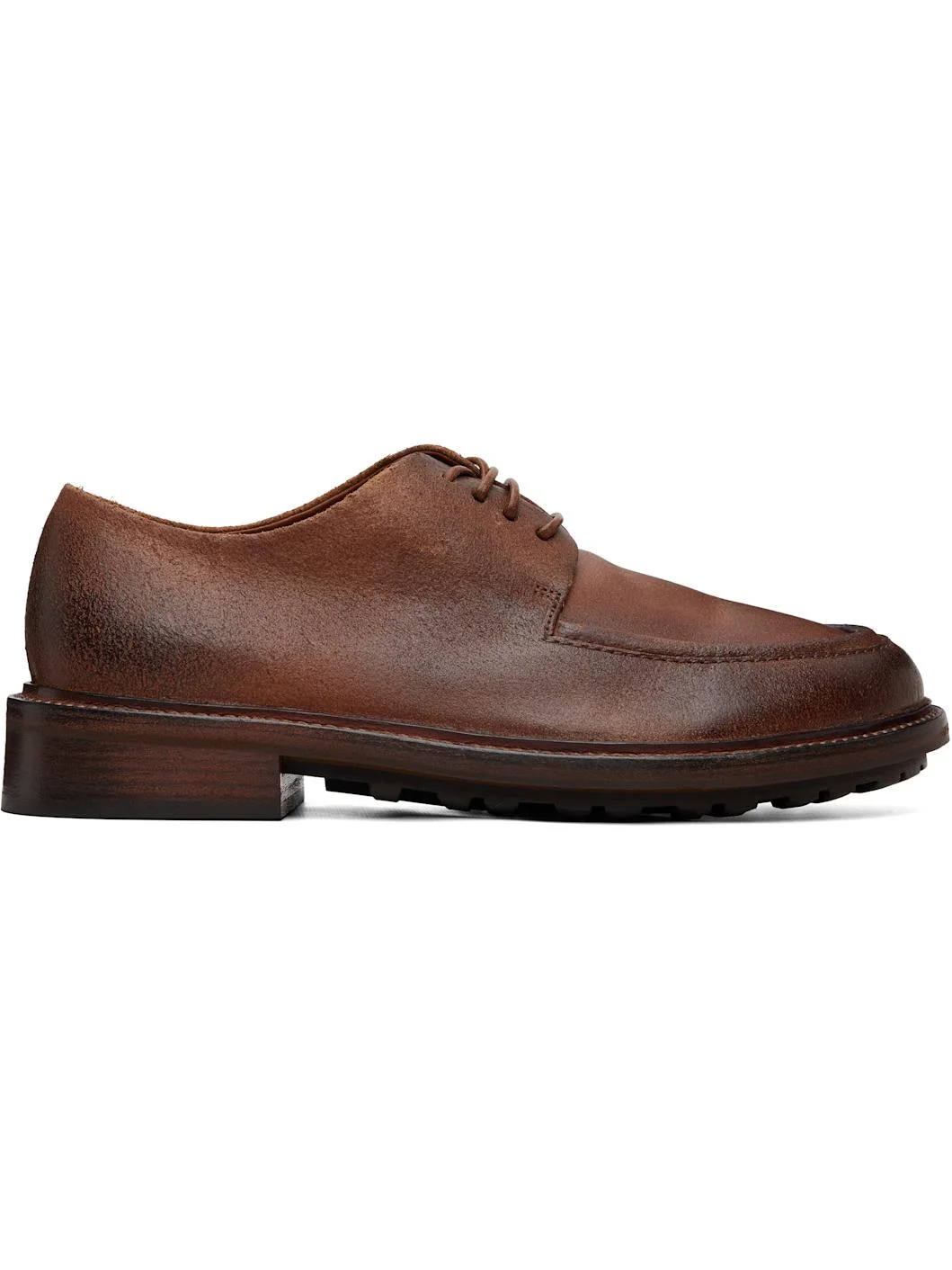 Brown Gruboot Waxed Reversed Leather Derbys - 1