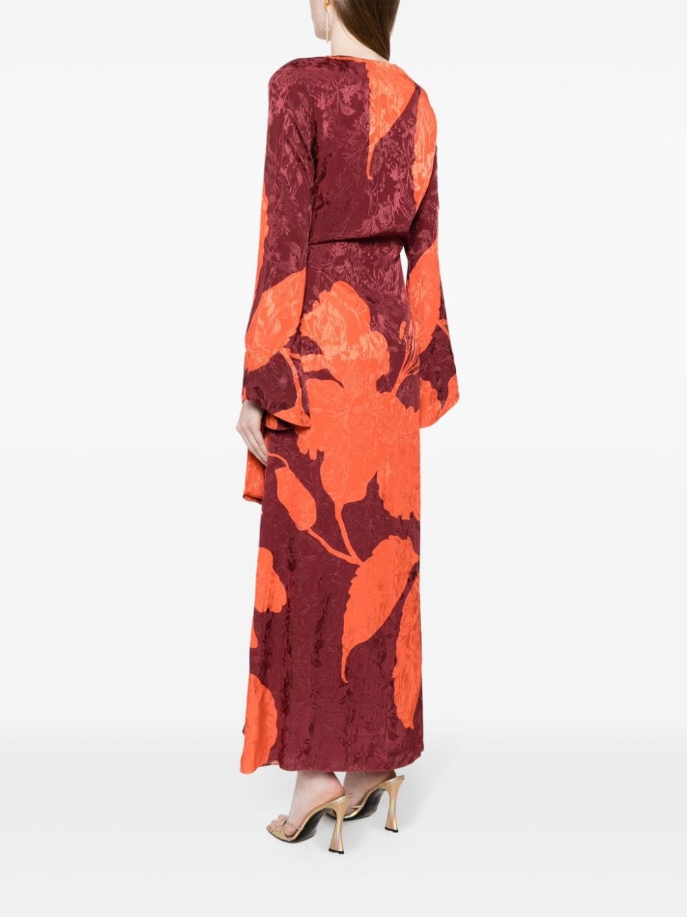 patterned-jacquard wrap maxi dress - 4