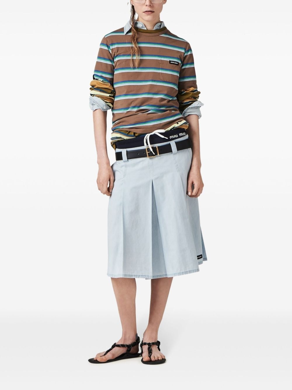 pleated chambray skirt - 2