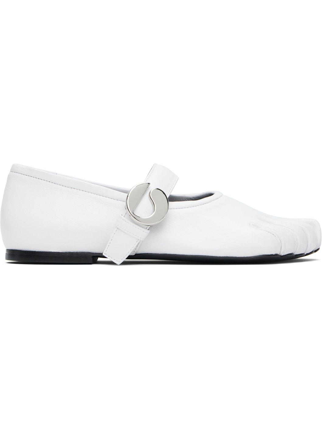 White Five-Toe Belt Ballerina Flats - 1
