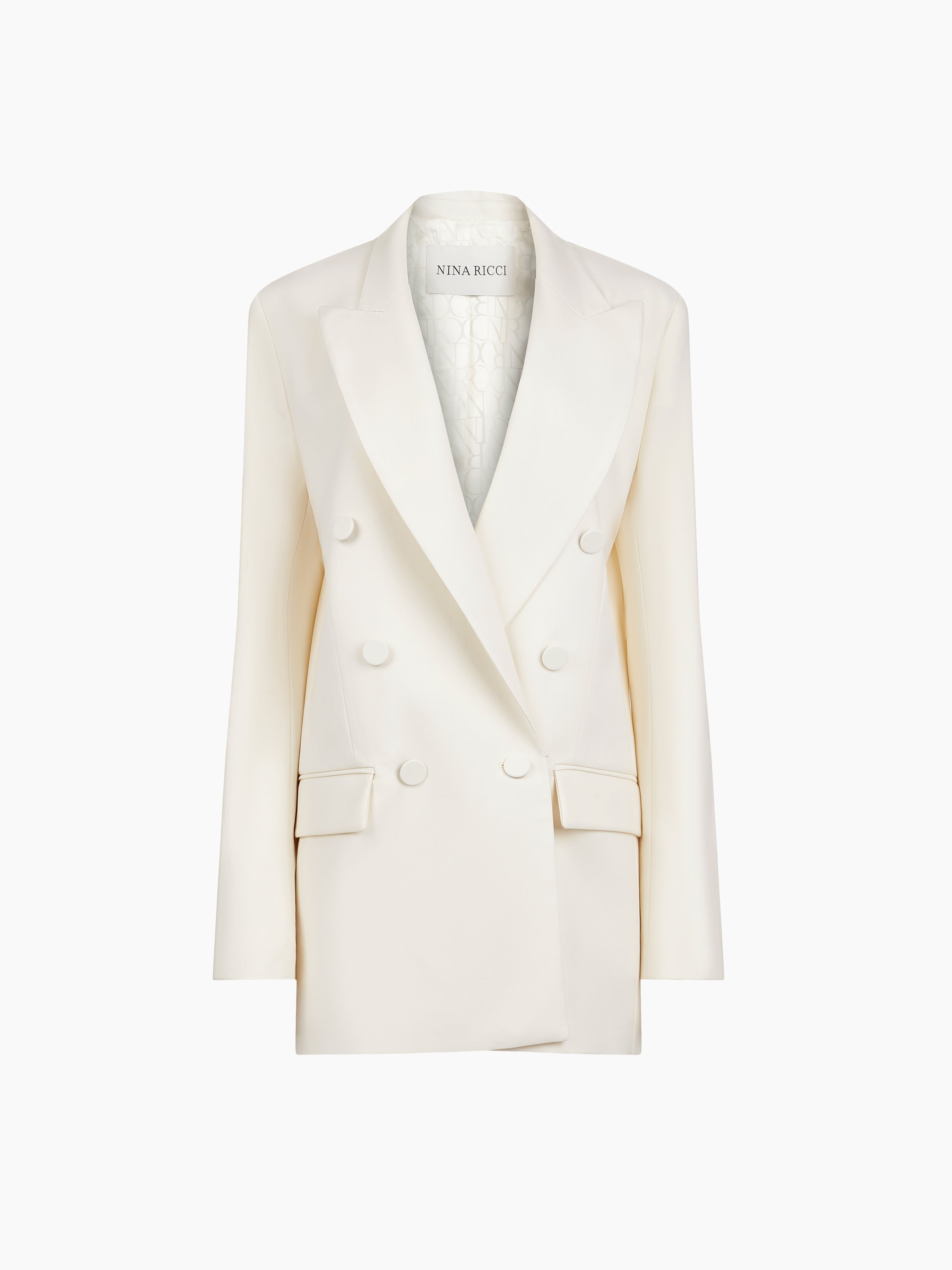 White Oversized Tailored Blazer - 5