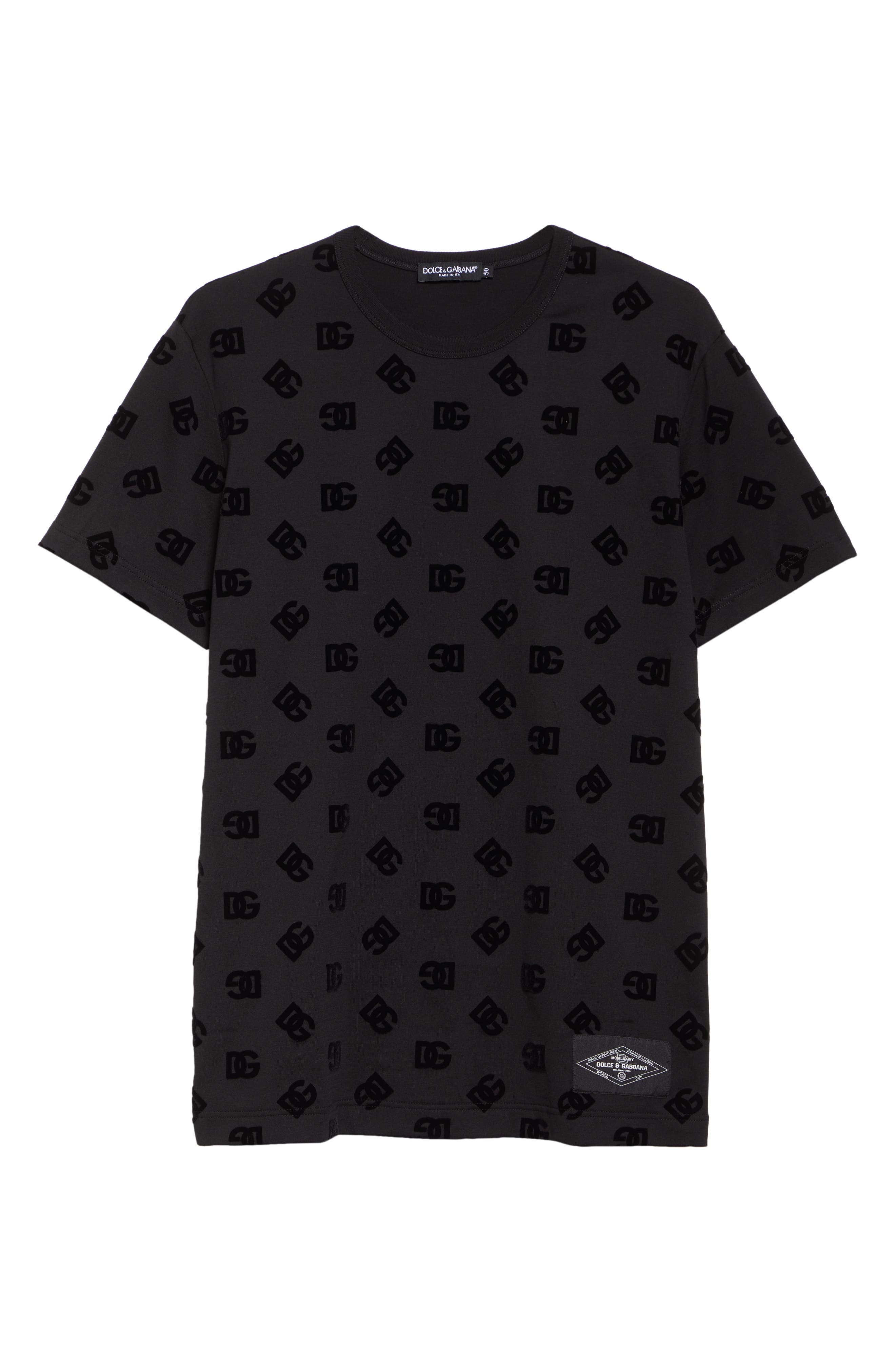 Dolce&Gabbana Re-Edition Flocked Logo Cotton T-Shirt in N0000 Nero at Nordstrom - 5