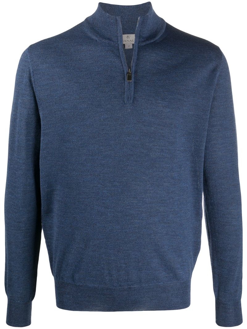 half-zip wool jumper - 1