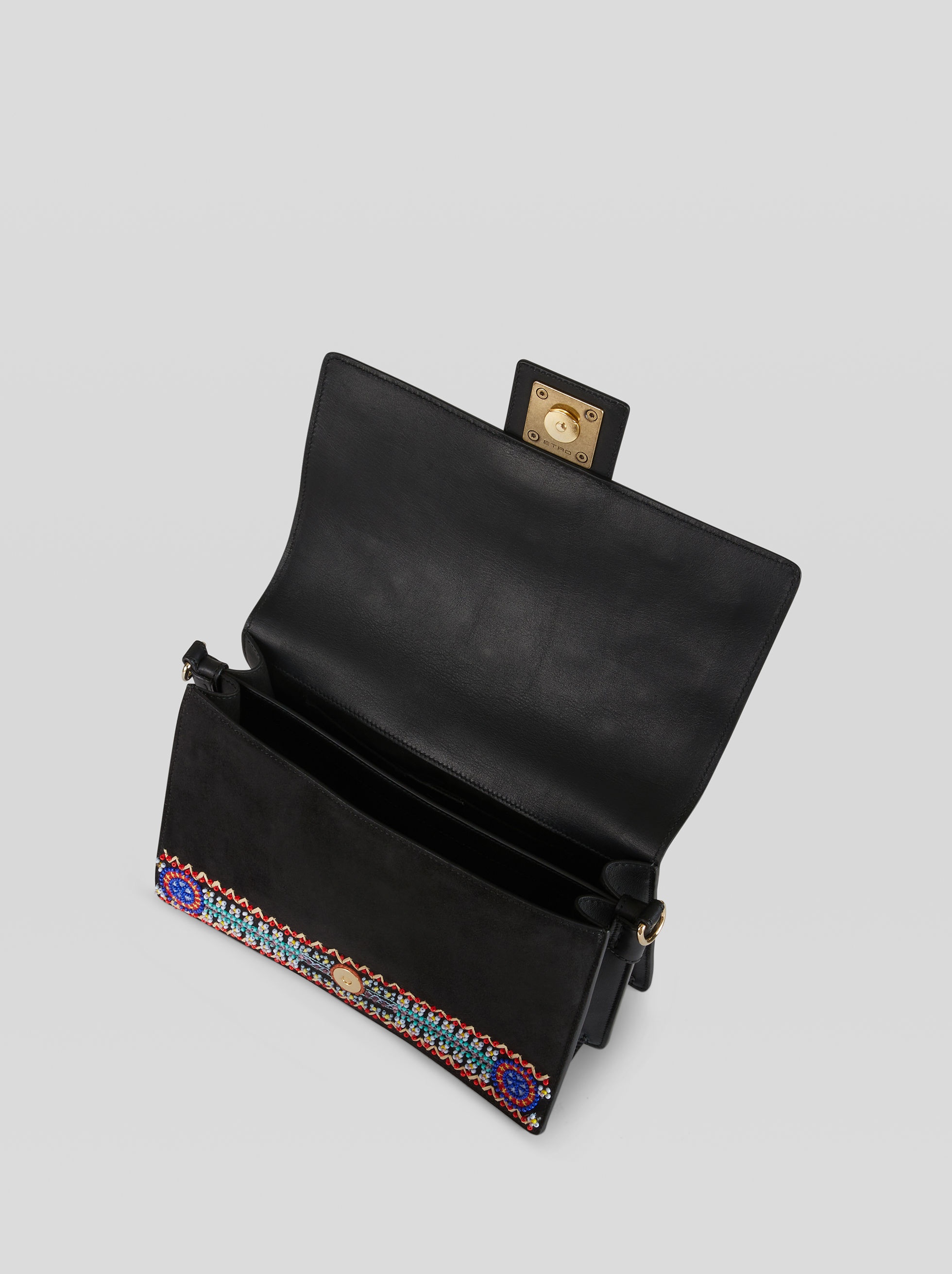 CROWN ME EMBROIDERED SUEDE SHOULDER BAG - 4
