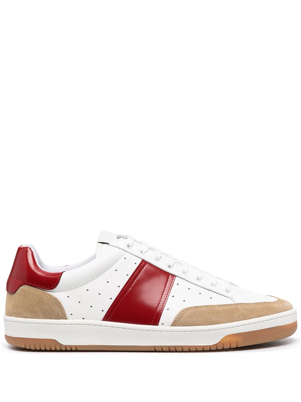 contrast-panel leather trainers - 1