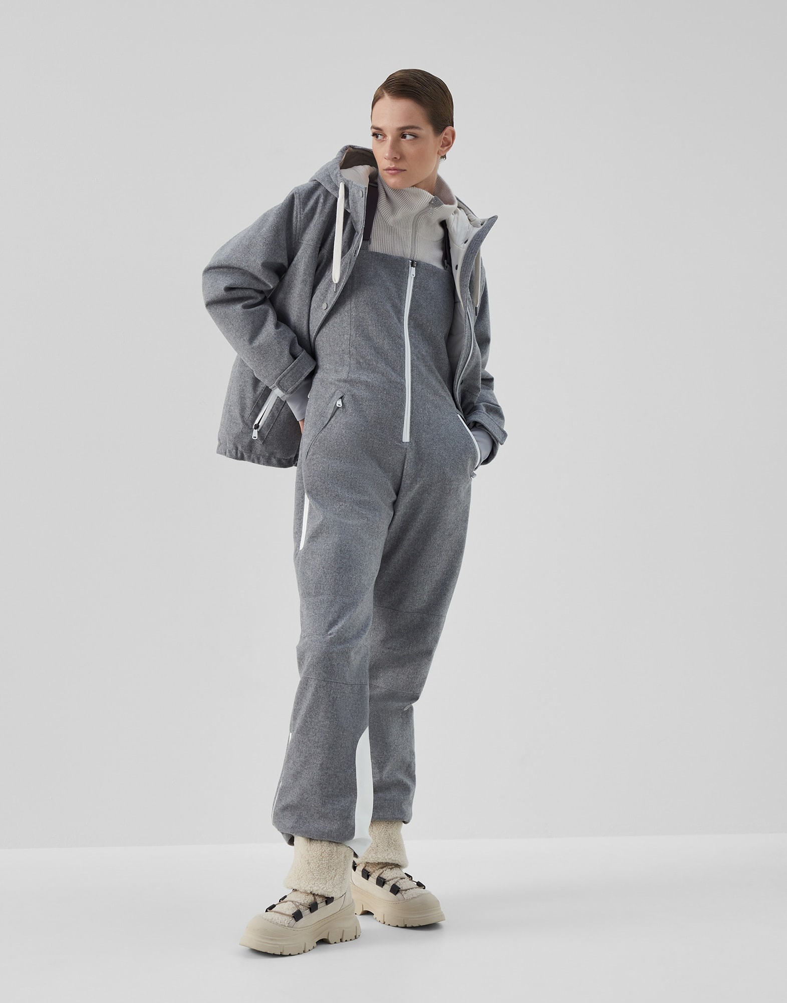 Bonded wool flannel mountain jumpsuit with Thermore® padding and monili - 4