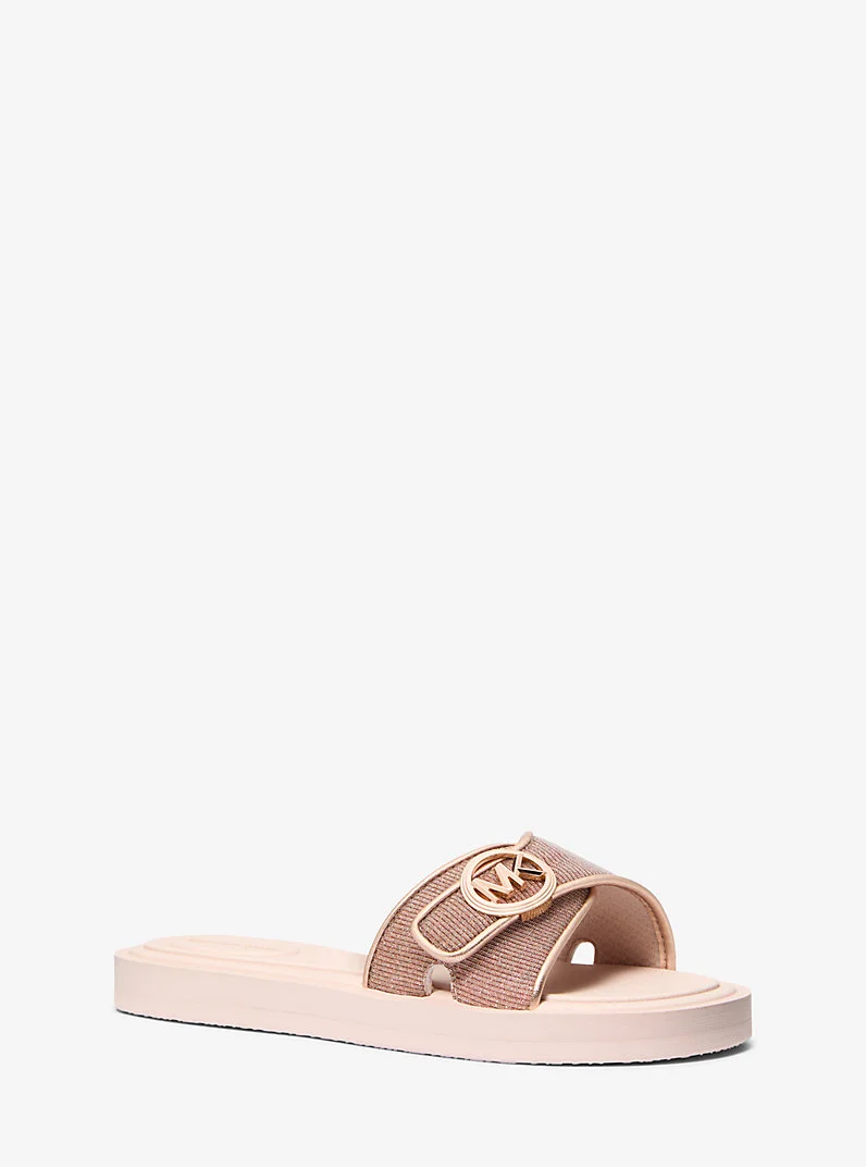 Glitter Chain Mesh Logo Slide Sandal - 1